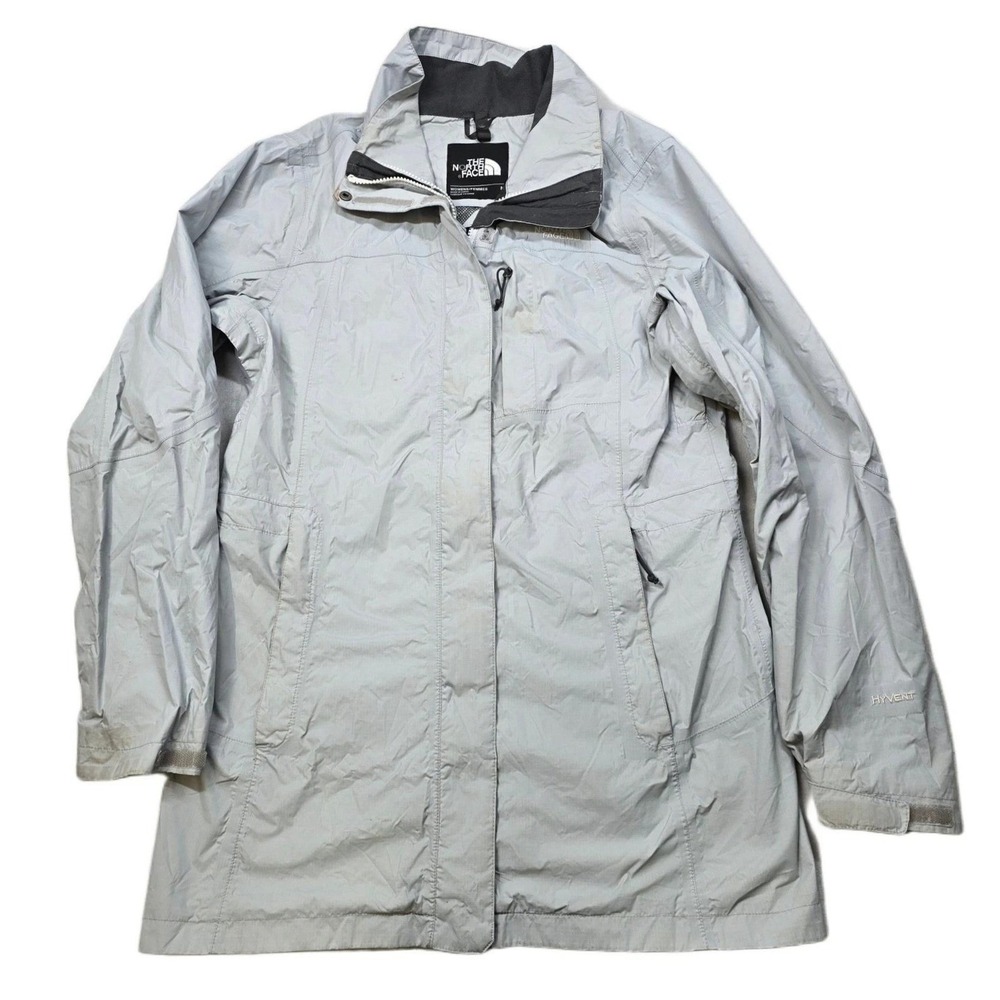 The North Face HyVent Jacket‎ Womens Medium Lt Gray Systems Waterproof Rain